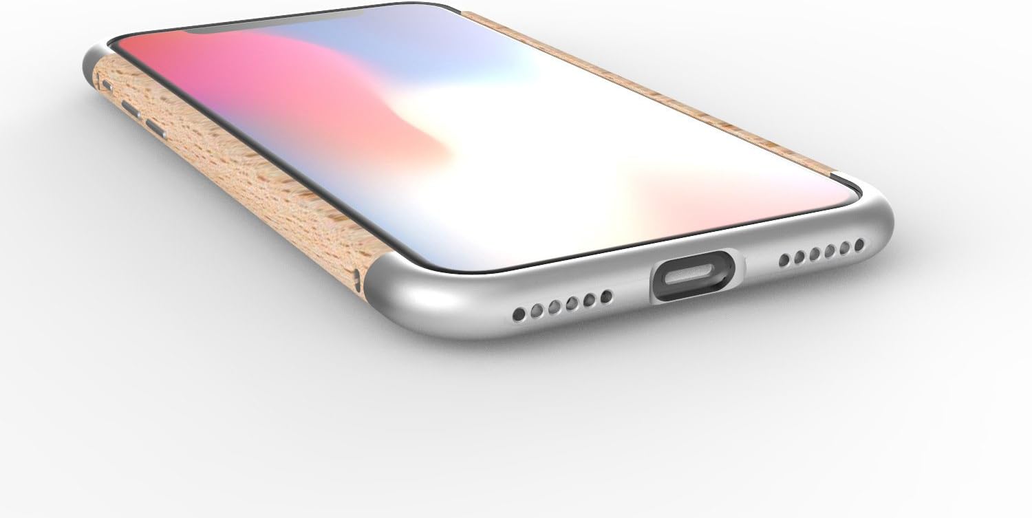 iPhone X/10 Case, iPhone X Wooden Bumper Cases, Aluminum Alloy with Real Walnut or Beech Wood Cell Phone Case (Silver, iPhone X)