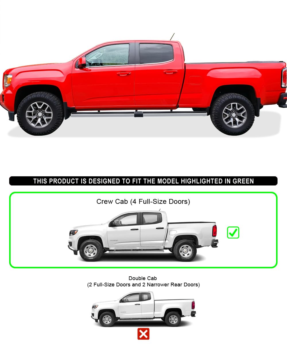 APS (Polished 304 Stainless Steel 5in Wheel to Wheel Running Boards Nerf Bars Side Steps Compatible with Chevy Colorado GMC Canyon 2015-2025 Crew Cab 6ft Bed