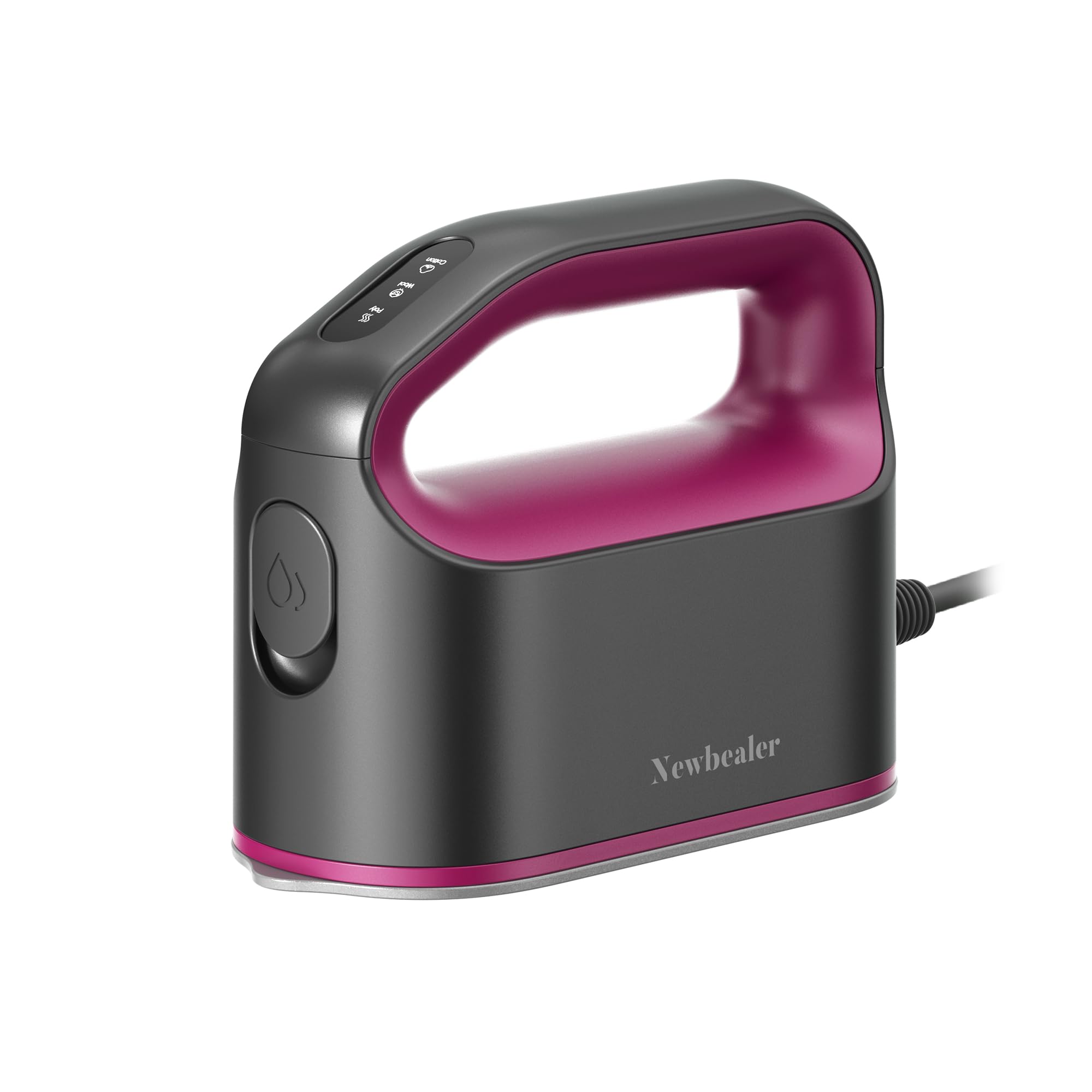 Plancha de vapor inteligente Newbealer para ropa, 1200 W, profesional, turboalimentada, 3 modos de vapor y 3 modos de calor seco, calentamiento en 45 s, tanque de 170 ml, apagado automático, suela de cerámica antiadherente, ideal para casa, caravana, hotel, color rosa ceniza.
