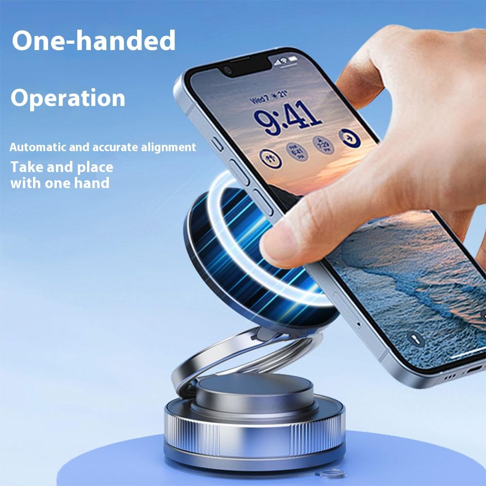 Vipbugo Magnetic Car Phone Holder (2 Pack) – 2025 Strong Vacuum Suction, 360° Adjustable, Fits All Phones, No-Slip Design For Smooth Dashboards