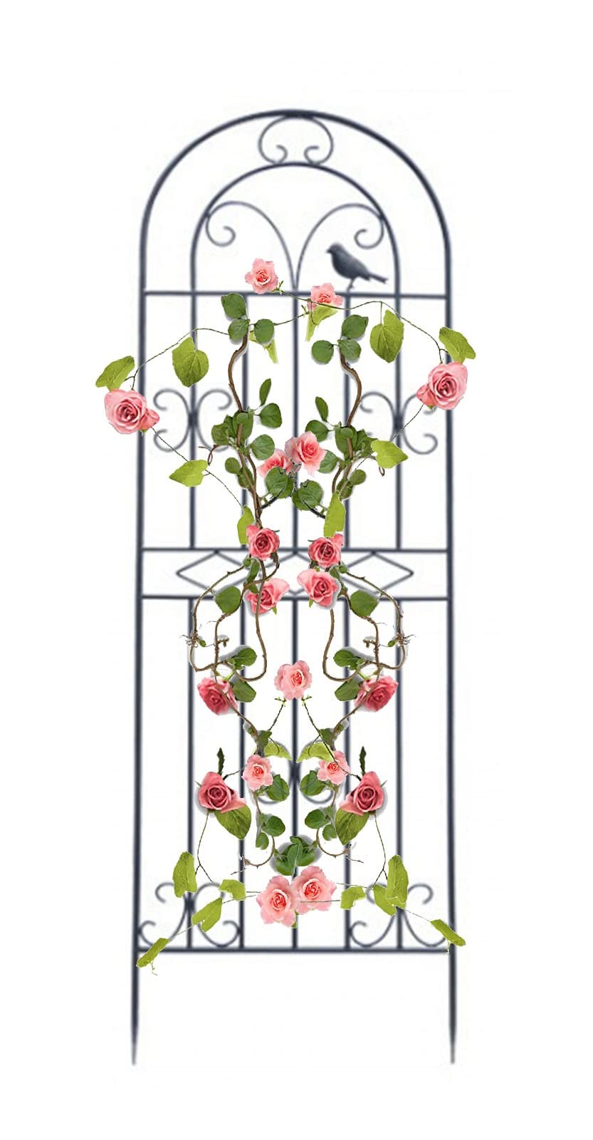Treillis de jardin en métal résistant à la rouille pour plantes grimpantes d'extérieur, roses, vignes, fleurs, légumes, 180,3 x 50 cm, noir (1 lot de 200 cm)