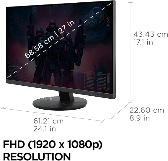 ViewSonic VX2716A 27 Inch 1080p Gaming Monitor, IPS Display with 120Hz and 1ms for Smooth Home Entertainment, DisplayPort, USB-C, and HDMI Inputs