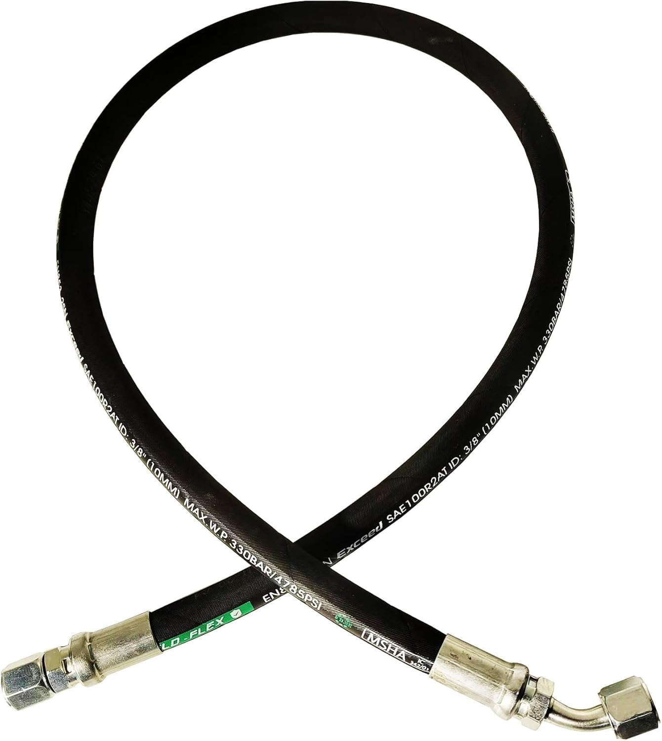 Autovo Hydraulic Hose Swivel Assembly 3/8" Hydraulic Hose with Female JIC X 45° Female JIC 48" Long 4785 psi