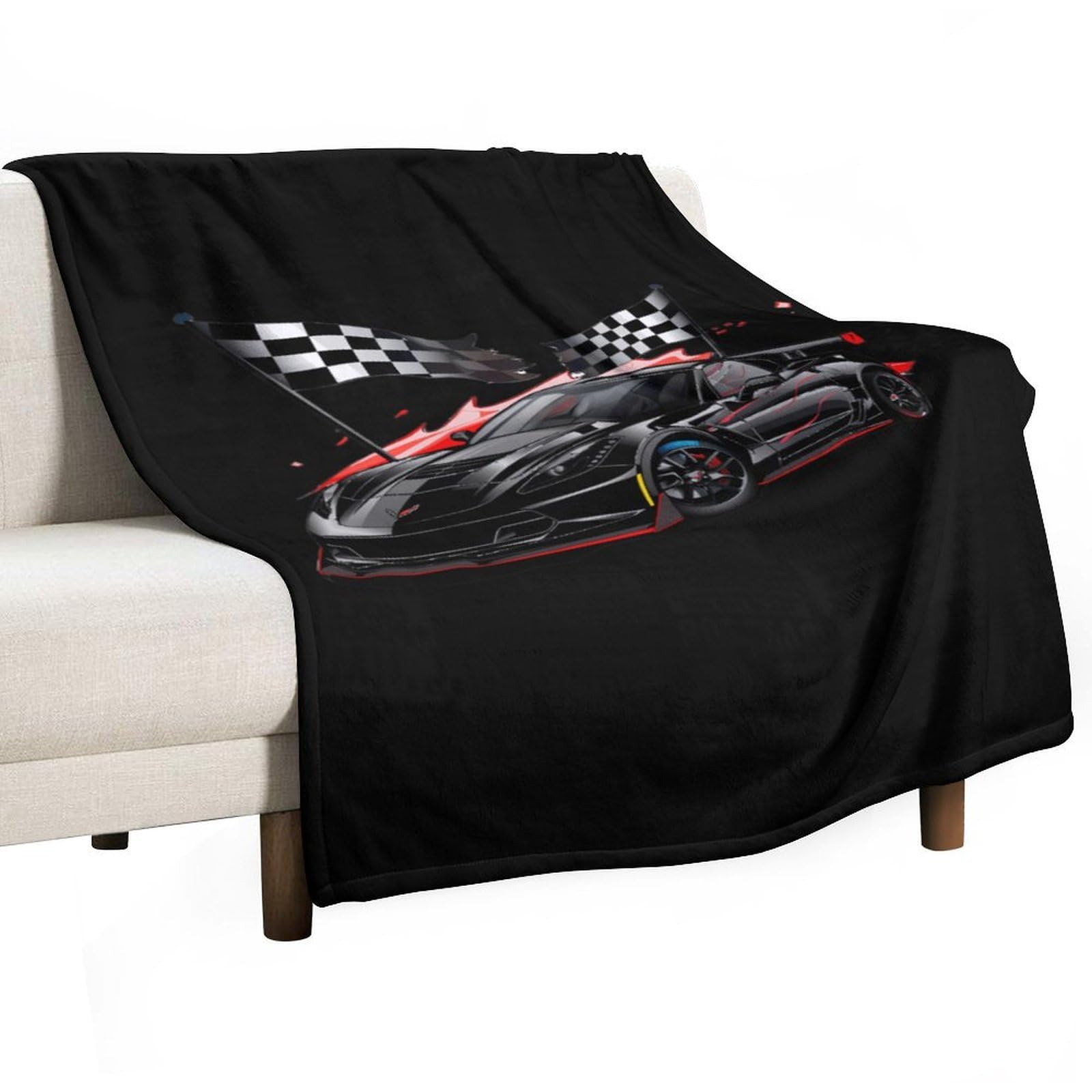 CGSBNGHA Car Racing Automobile Sport Racer Checkered Flag Flannel Fleece Blanket Lightweight Soft Throw Blankets for Sofa Couch Bed Chair