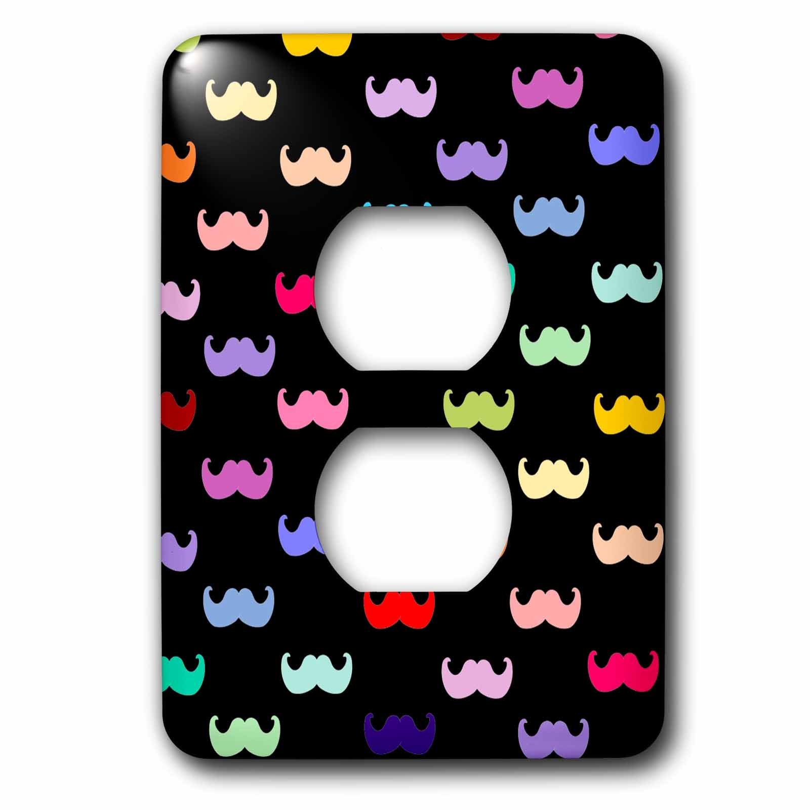 Coque pour 2 prises moustache arc-en-ciel noir cache prise décol