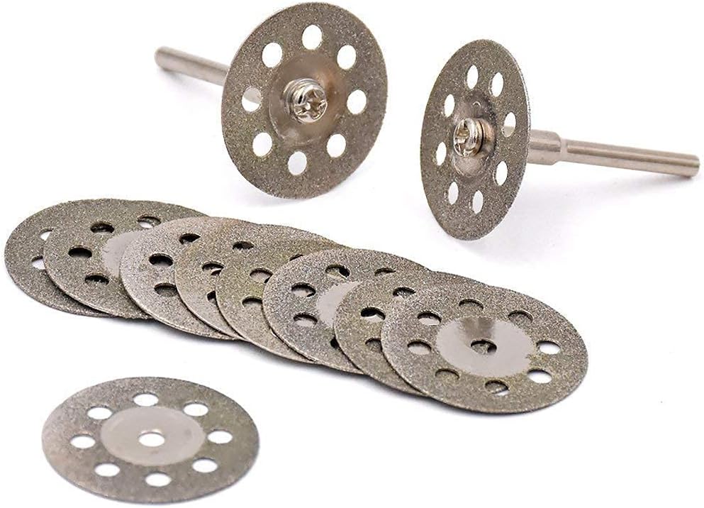 10 pcs Diamond Cutting Wheel Cut Off Discs Coated Rotary Tools W/Mandrel 30mm for Dremel