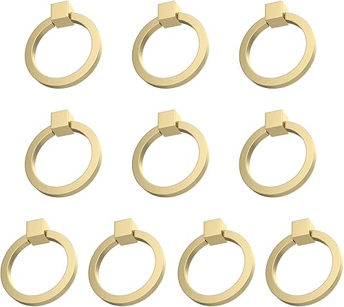RZDEAL 10 tiradores de latón macizo de 2.0 x 1-78 pulgadas para cajones de aparador, tiradores de anillo de muebles, manijas de puerta de armario
