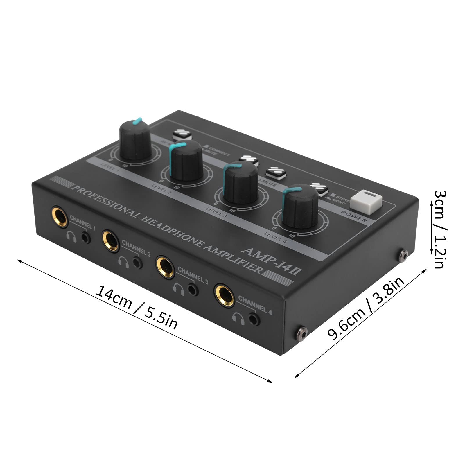 Amplificatore per Cuffie 4 Canali Splitter Amp Monitor 100‑240 V Mono/stereo Set AMP‑i4Ⅱ con Tappetino Antiscivolo Sul Fondo(EU Plug)