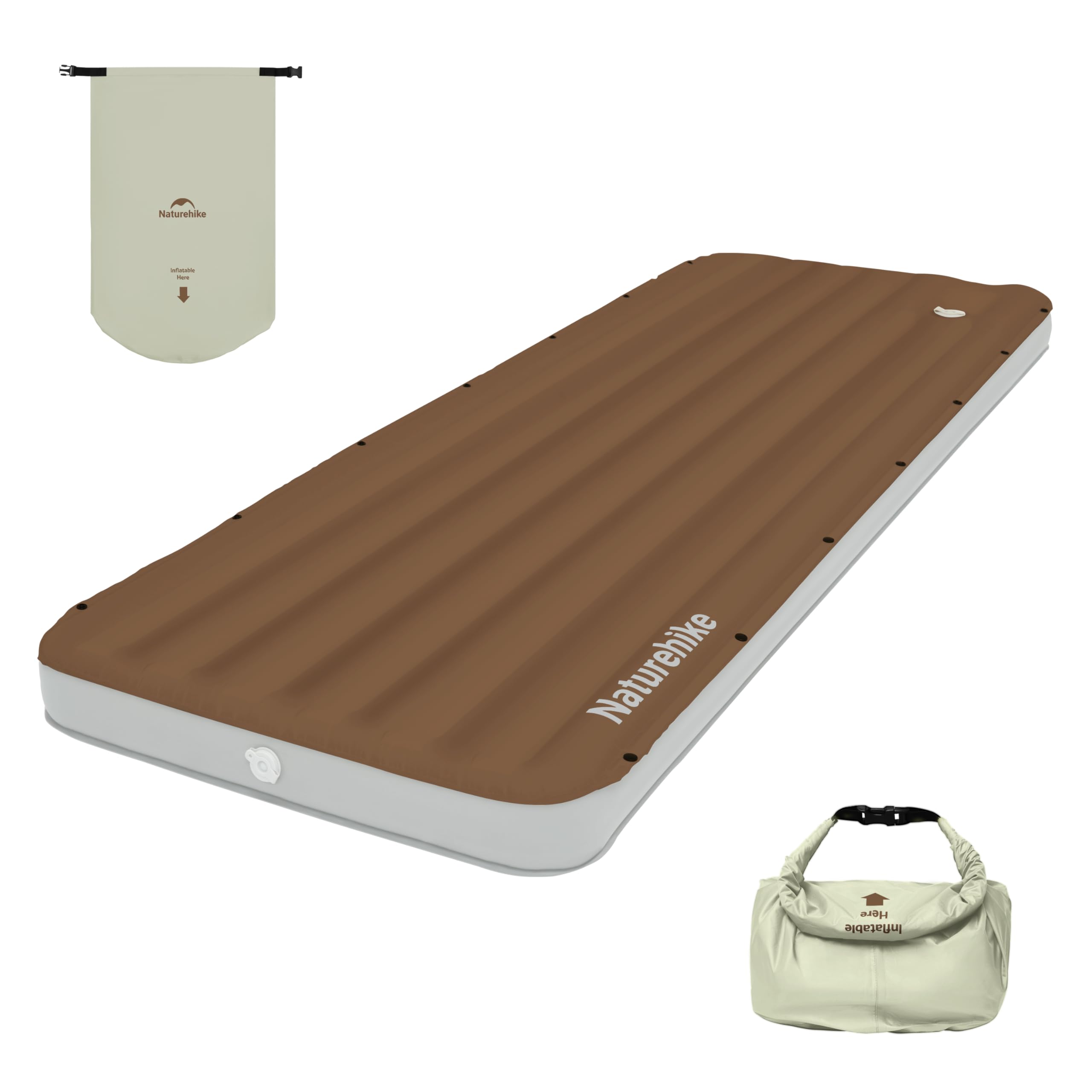 Naturehike 20oz Ultralight Sleeping Pad with Sidewalls, Insulated Inflatable Sleeping Pad 6.5R, Lightweight Sleeping Mat for Camping, Hiking,