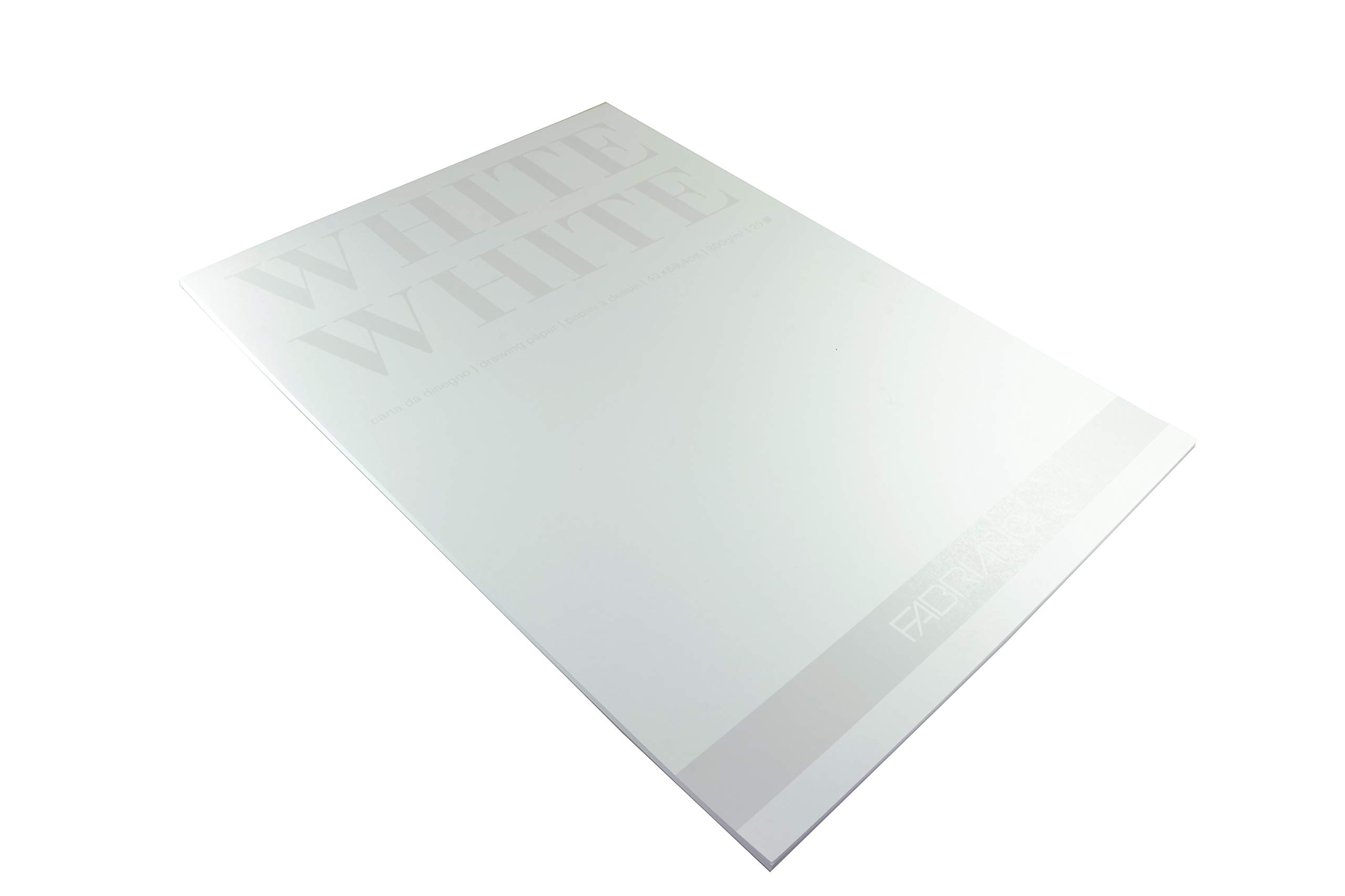 Honsell 19100421 – Fabriano White Block, błyszczący biały papier o matowej, niepowlekanej powierzchni, 300 g/m², DIN A2, 20 arkuszy, idealny do pasteli, kredek i markerów