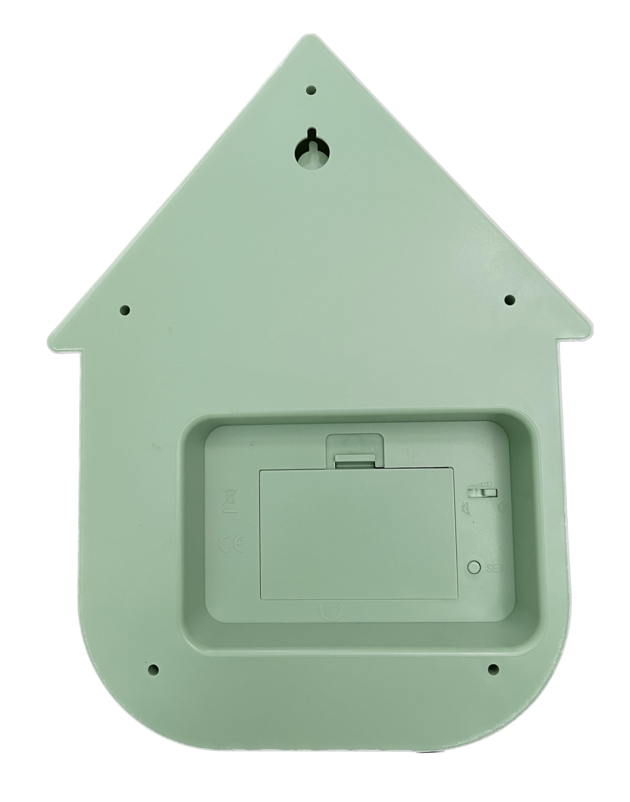Horloge murale à coucou style chalet design moderne avec son d'oiseau en 3 couleurs (menthe), 29,5 x 21,5 x 8,5 cm