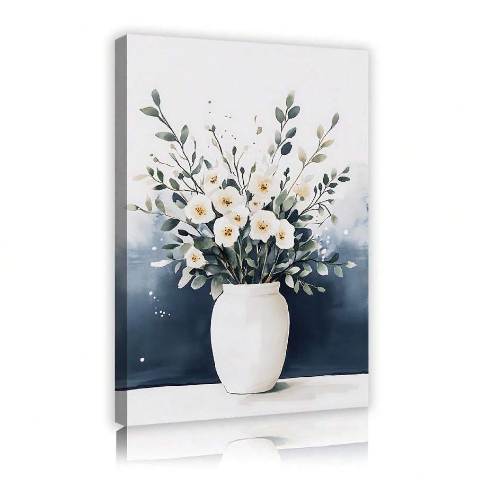 Affiche bouquet floral dans un vase toile murale fleurs blanches - 8