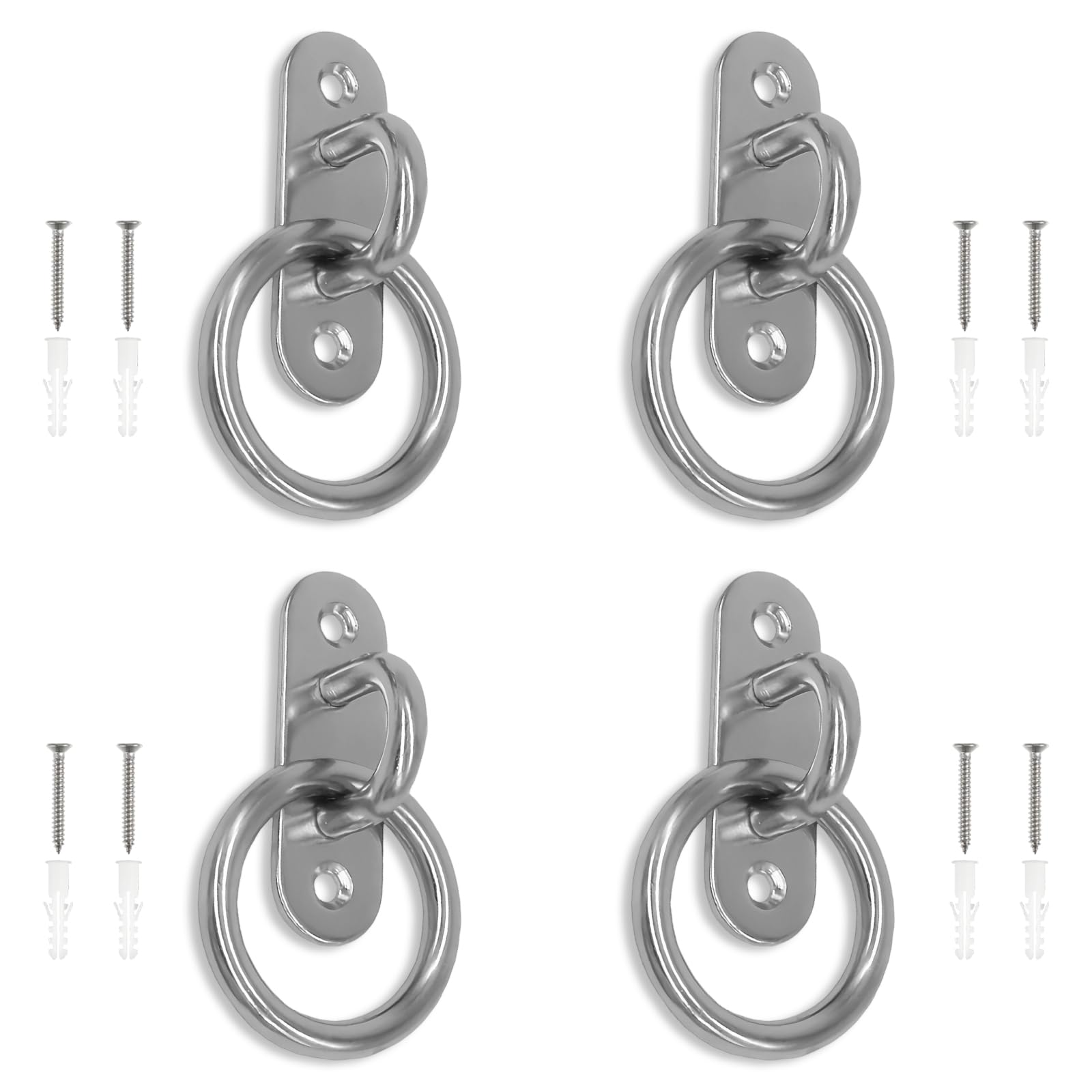 4 Pezzi Anellos per Legare Cavalli, Acciaio Inossidabile 304 Anello per Legare il Cavallo, Anello Metallico Ad Occhiello in Acciaio Inox Spessore 5 mm, Adatto per Scuderie, Studi di Yoga