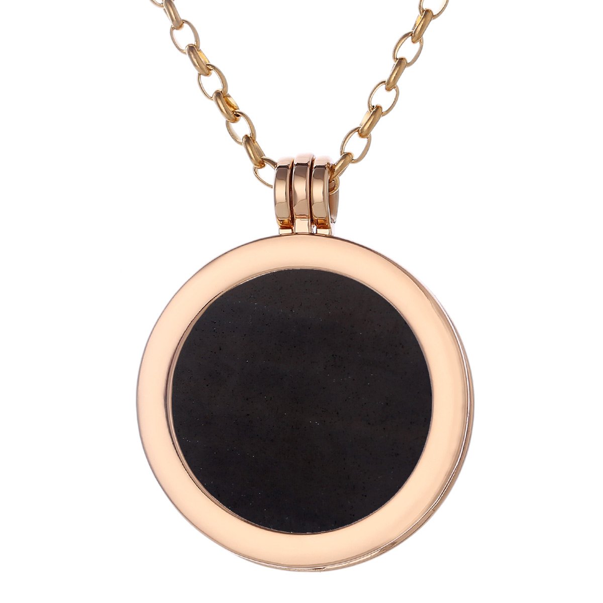 Morella Collana Donna 70 cm Acciaio Inossidabile Oro con Coins Moneta amuleto Ciondolo Chakra Rotondo 33 mm Gemma Pietra preziosa in Sacchetto di Velluto