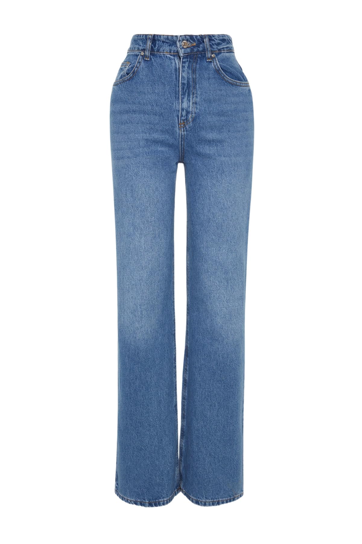 Trendyol Damen Gerade Weites Bein Hohe Taille Jeans – Bild 8