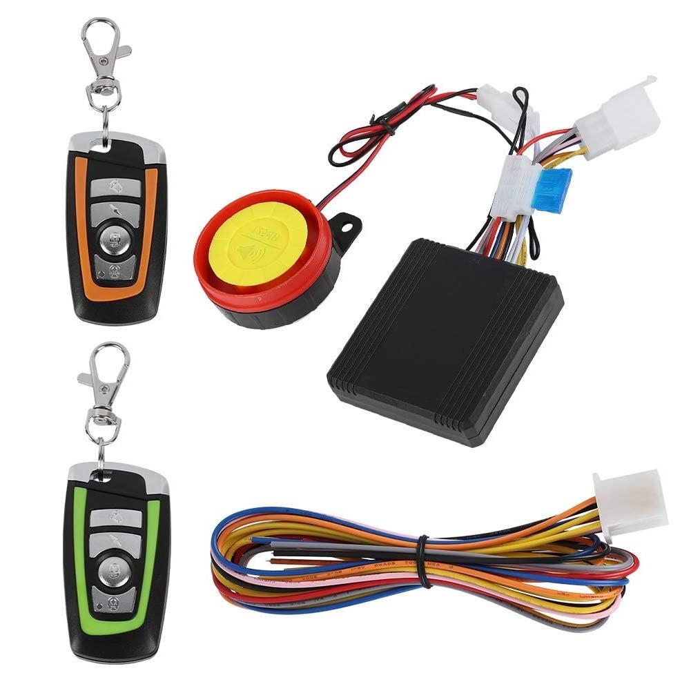 Universal 12V Motorcycle Anti-Theft Security Alarm System, Motorcycle Wireless Alarm System with 2 Remote Control Engine Start Remote Control Key Fob