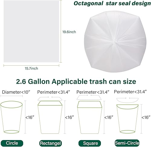 Miniatura 9 de Bolsas de basura pequeñas de 1.2 galones, biodegradables, Inwaysin 180 unidades, mini bolsas de basura sin perfume, bolsas de basura pequeñas sin