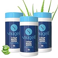 Vista 6 de Snugell Toallitas para mascarilla CPAP sin perfume, 110 unidades, 100% algodón suave, sin pelusa ni alcohol, fórmula segura para la piel con aloe