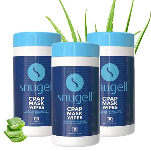 Miniatura 6 de Snugell Toallitas para mascarilla CPAP sin perfume, 110 unidades, 100% algodón suave, sin pelusa ni alcohol, fórmula segura para la piel con aloe