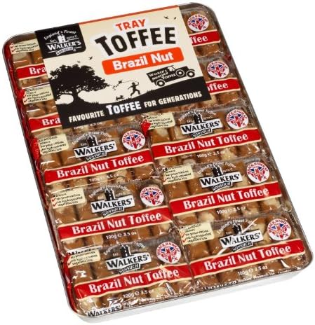 Walkers NONSUCH Brazil Nut Toffee Bars in Traditional Tin Tray 100 g (Pack of 10)