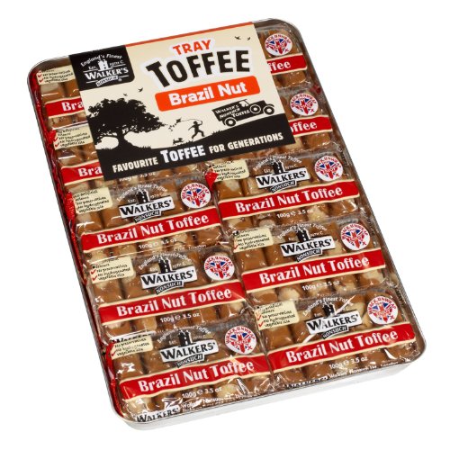 WALKERS NONSUCH Brazil Nut Toffee Bars in Traditional Tin Tray 100 g (Pack of 10)