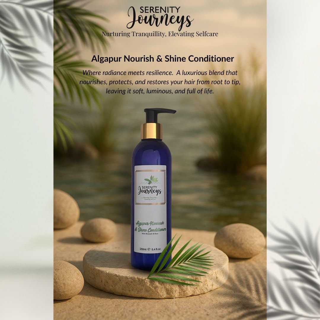 Serenity Journeys Algapur Nourish & Shine Hair Conditioner, Rhubarb & Rose, 250ml - Image 3