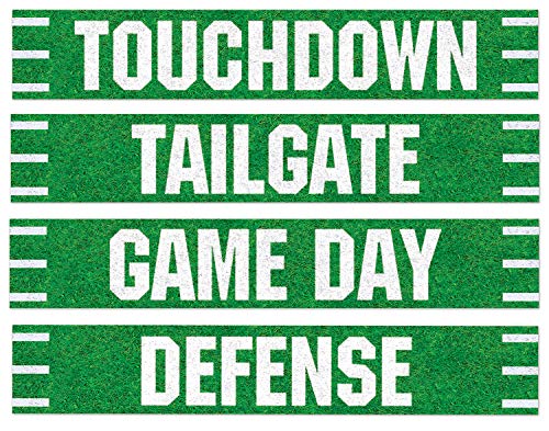 Beistle Football Street Signs Cutouts, 4 by 24-Inch, Green/White (54674)