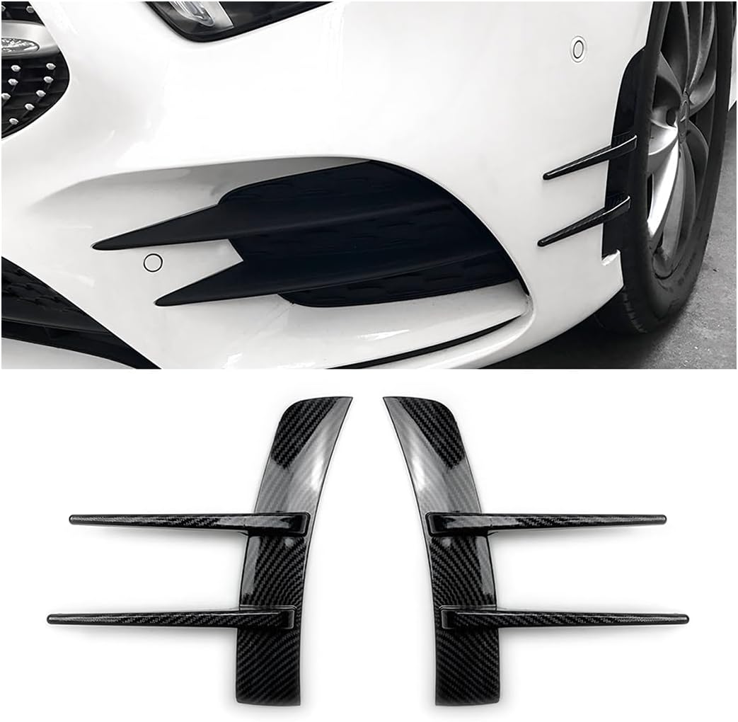 AUCELI Car Spoiler Kit, 2 Pcs Universal Front Bumper Splitter, Fender Side Vents Stickers, Soft Fins Spoiler, Anti-Collision Decoration Strip for Car Body Hood Side Wing (Carbon Fiber)