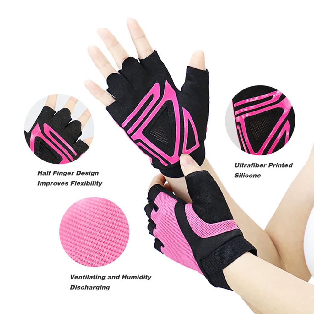 1 par de Guantes de Fitness para Mujer, Gimnasio, Levantamiento de Pesas, Ciclismo, Yoga, Culturismo, Entrenamiento, Finos, Transpirables, Antideslizantes, Guantes de Medio Dedo, Negro, S