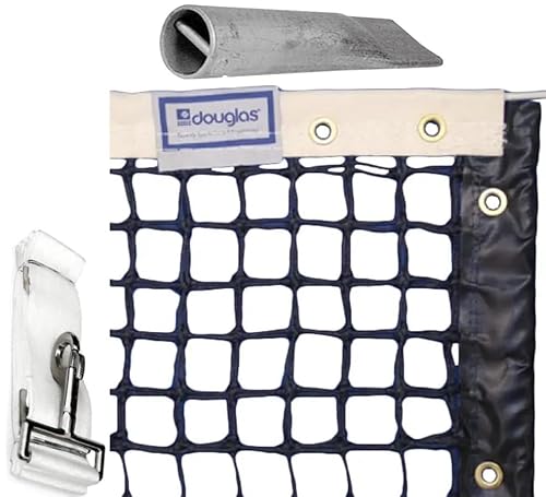 Douglas TN-30DM 3.0mm Double Mesh Tapered Tennis Net w Center Strap & Pipe Anchor Included
