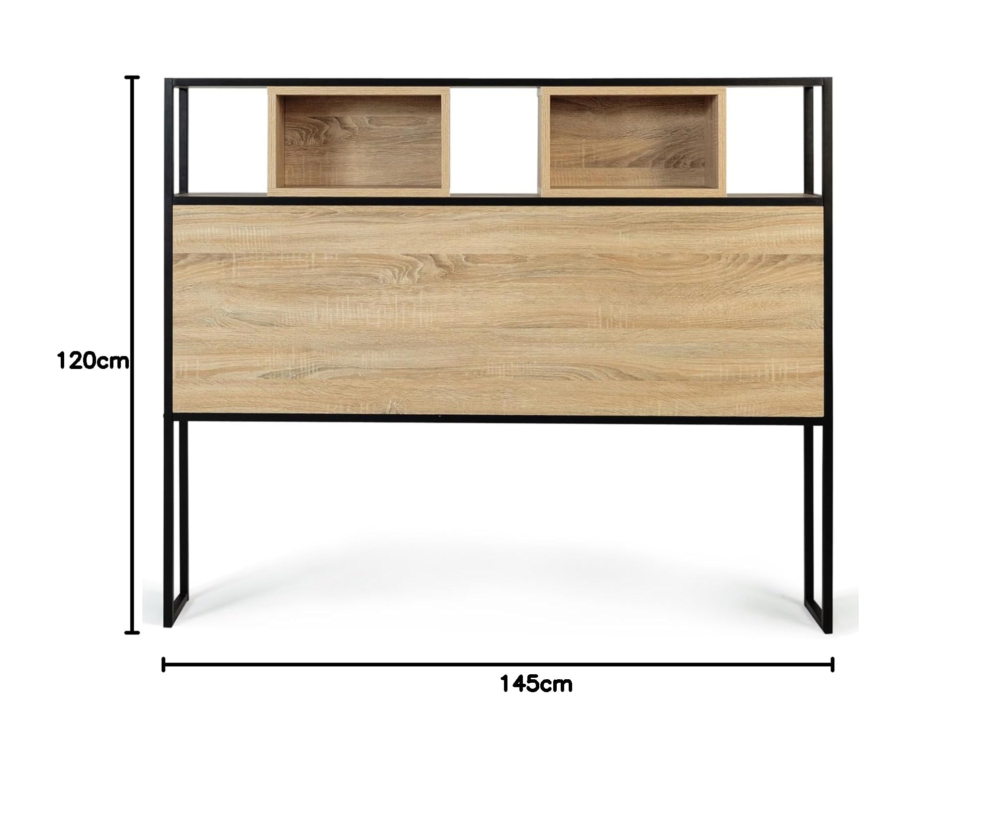 IDMarket - Tête de lit sur Pied Detroit 145 cm Bois et métal Noir Design Industriel