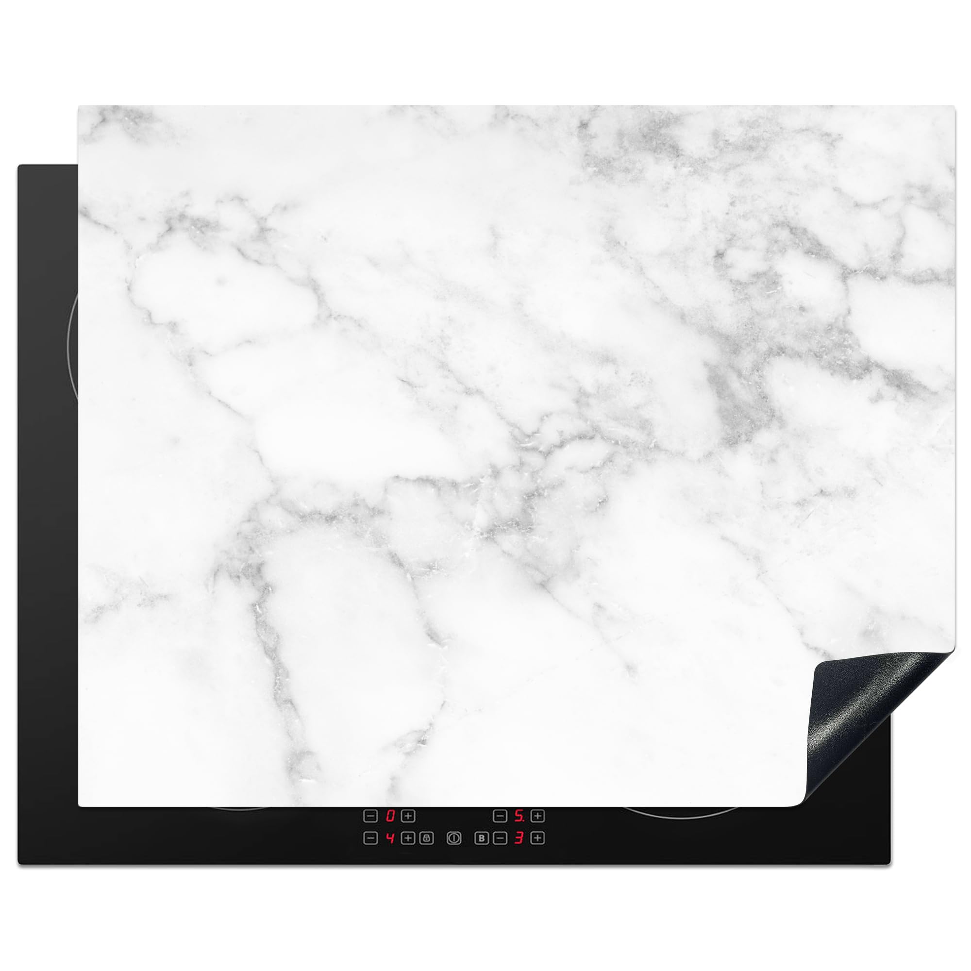KitchenYeah© Induction Hob Cover Protector Mat 20.5"x25.6" / 65x52 cm Kitchen Universal Ceramic Covers for Electric Cookers Vinyl Marble - Grey - White - Marble Structure
