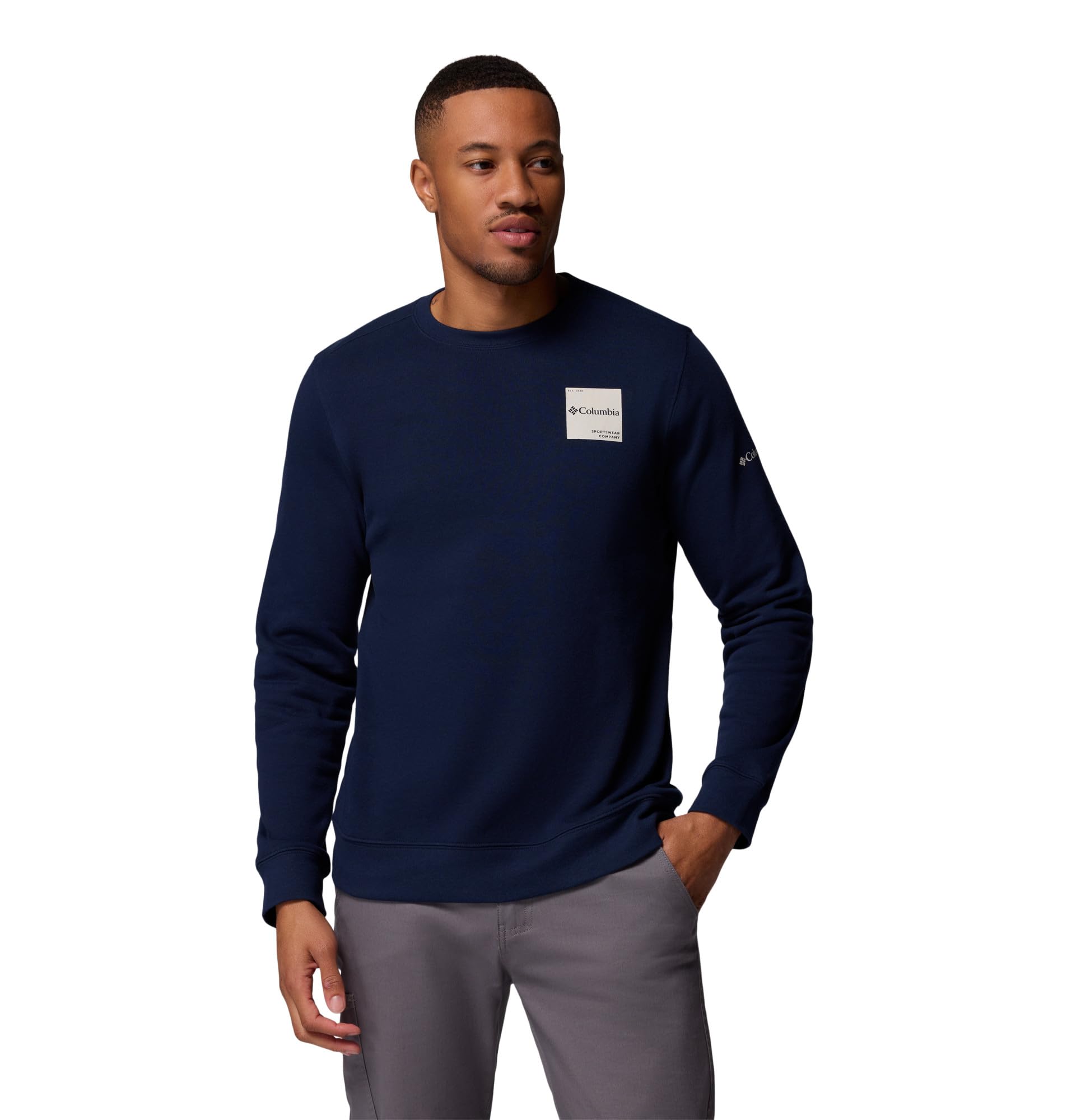 Columbia Men's Trek Crew, Crew Sweatshirt, Collegiate Navy/Boxy Brand, Small