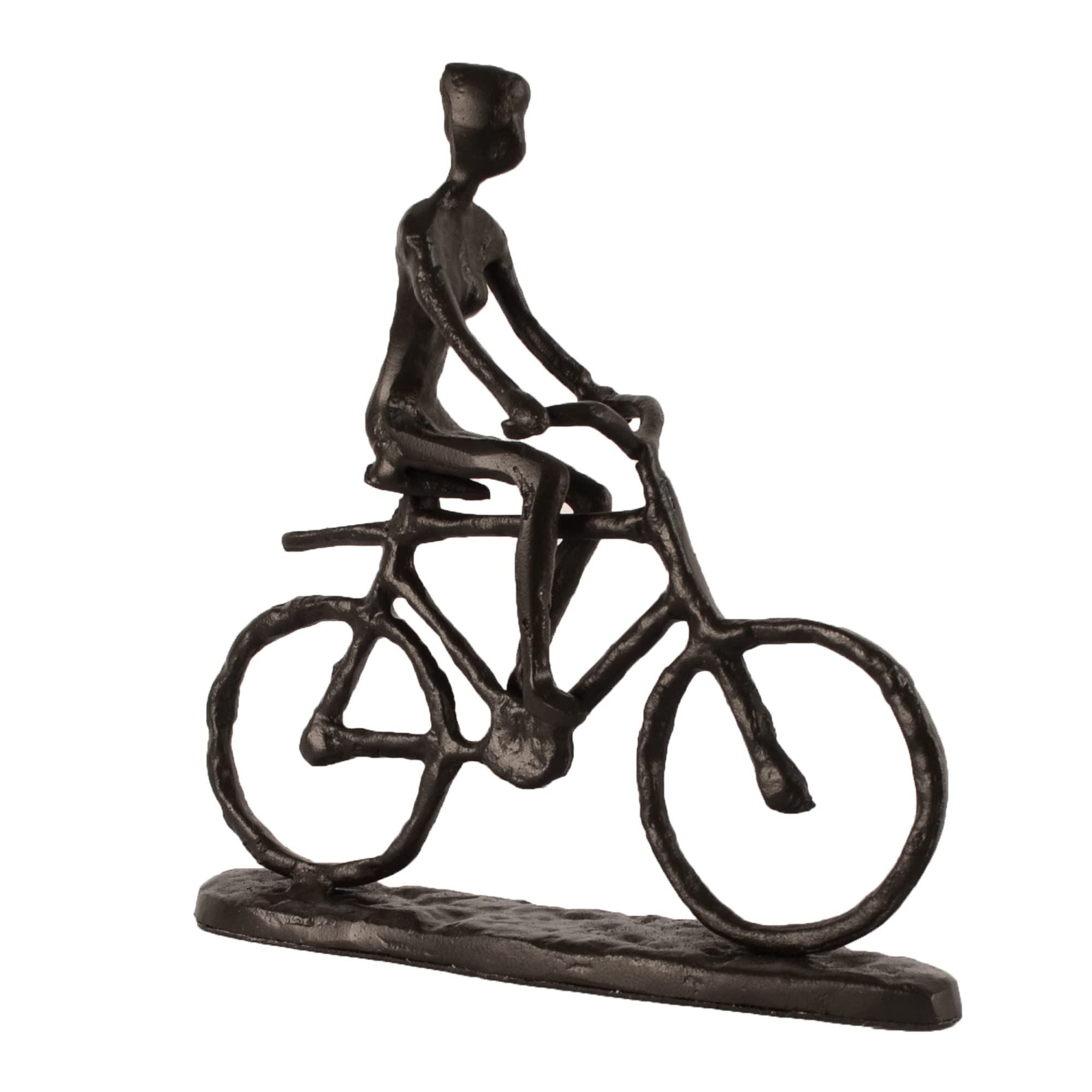 Elur Bicycle Man Ornament, Cast Iron, Mocha, 19cm