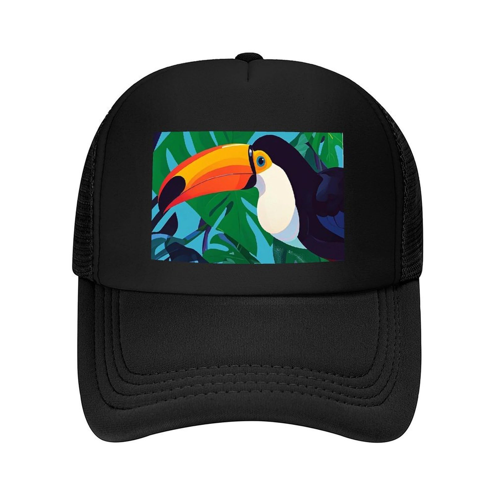 Baseball Cap Toucan Trucker Hat with Curved Brim Adjustable Snapback Hat Black Casual Cap