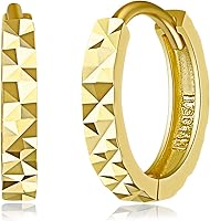 Vista 1 de Pendientes Huggie multifacéticos de oro amarillo o blanco de 14 k de 0.079in de grosor (0.433 x 0.433in)