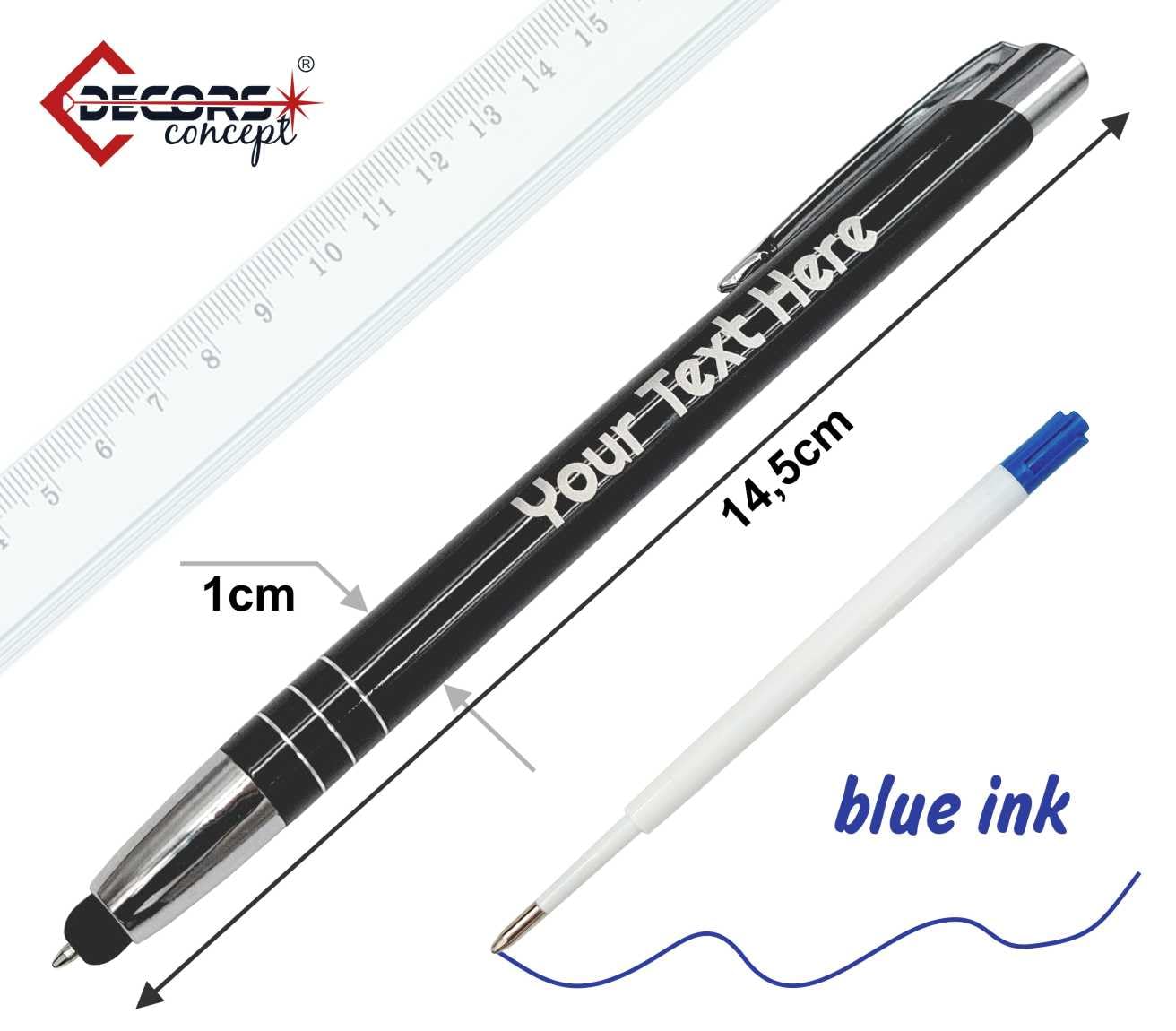 Kugelschreiber mit Gravur und Touchpen Funktion - Geschenk hochwertig für jeden. Personalisierter kugelschreiber perfekt als Werbegeschenke, Firmenartikel - 56 grafische Symbole zur Auswahl (100)