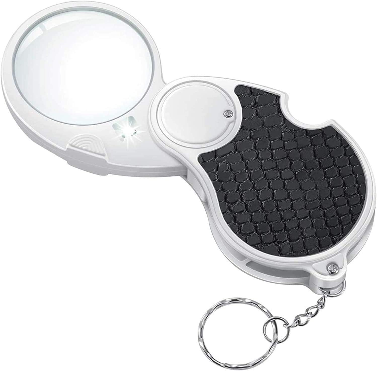 TECHSHARE Magnifying Glass with Light, Lighted Magnifying Glass, Handheld Pocket Magnifier Small Illuminated Folding Hand Held Lighted Magnifier for Reading Coins Hobby Travel - 45 Mm Diameter