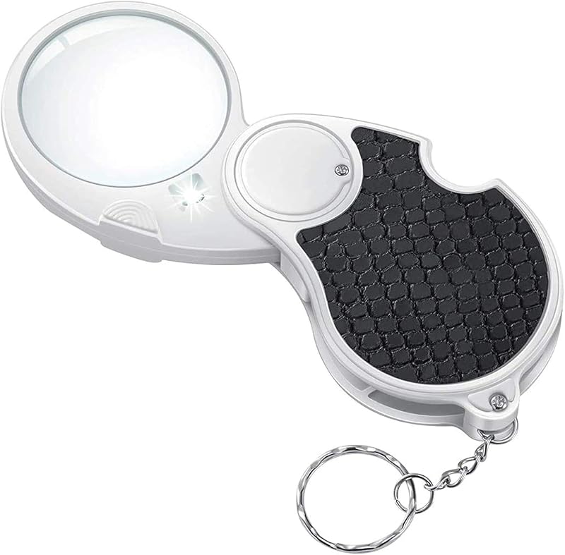 TECHSHARE Lupa con Luz, Lupa Iluminada, Lupa de Bolsillo de Mano Pequeña Lupa Iluminada Plegable de Mano Iluminada para Leer Monedas Hobby Travel - 45 Mm de Diámetro