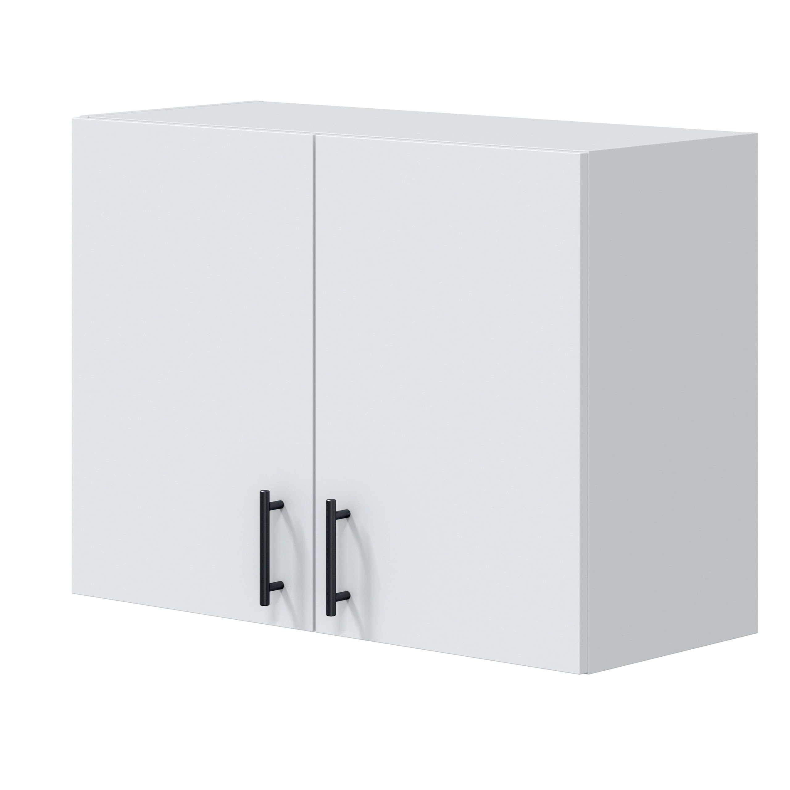 Bricohabitat Módulo Alto de Cocina para Colgar 80 cm Mueble Alto Cocina Suspendido Kira Blanco Brillo 80x59x34 cm