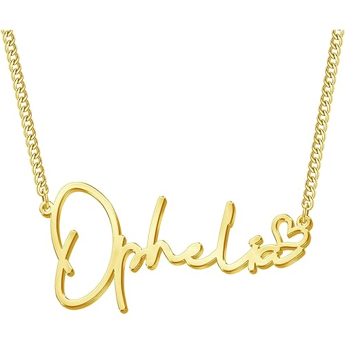 Novgarden Name Necklace Personalized, 18K Gold Plated Custom Name Necklace Nameplate Pendant Jewelry Gift for Women, Girls