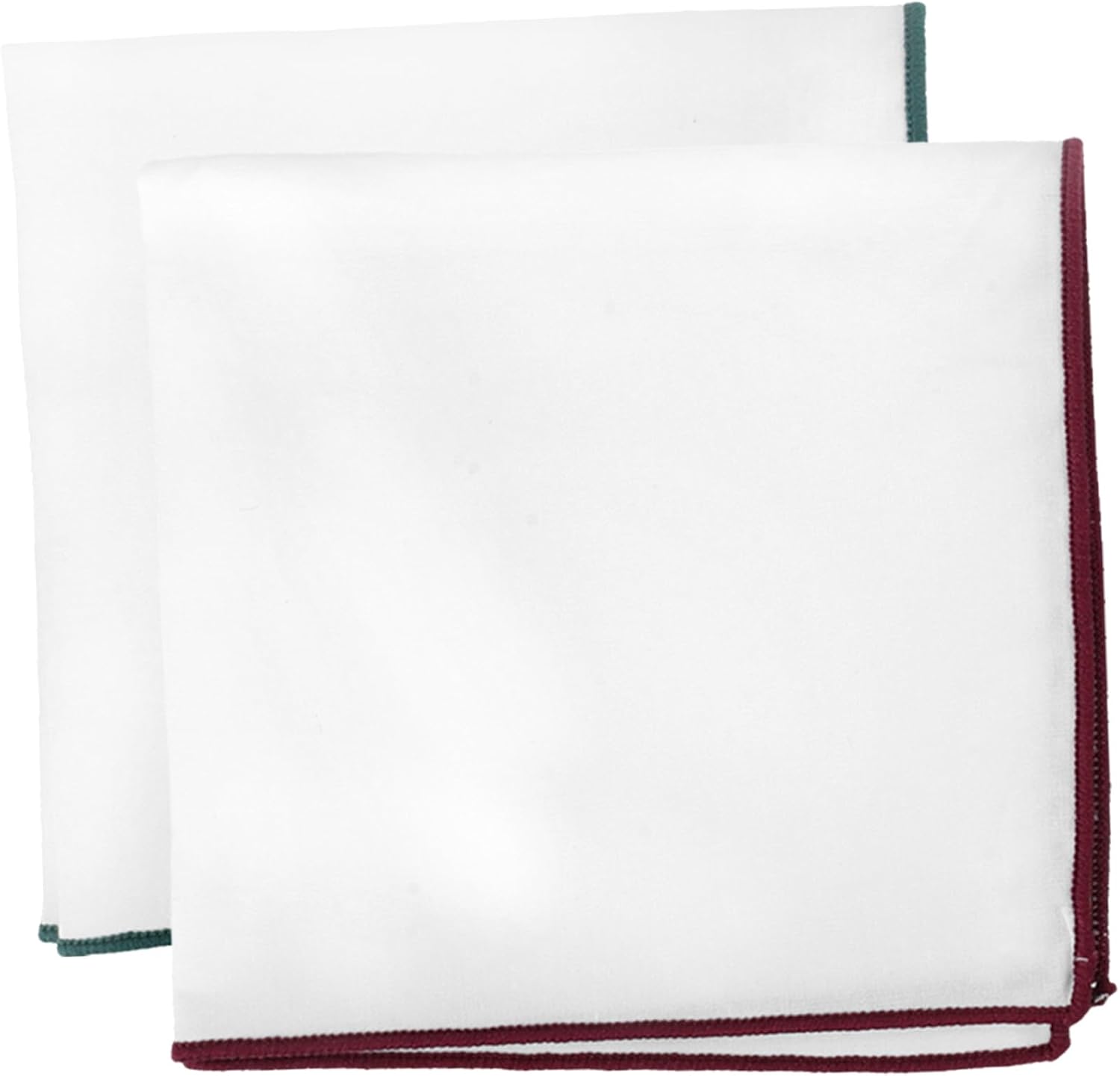 2pcs Elegant Cotton Pocket Squares for Men Foldable White Handkerchiefs with Wine Red and Dark Soft Suit Accessories for Weddings Parties and Formal Events Gift Ready Luxury