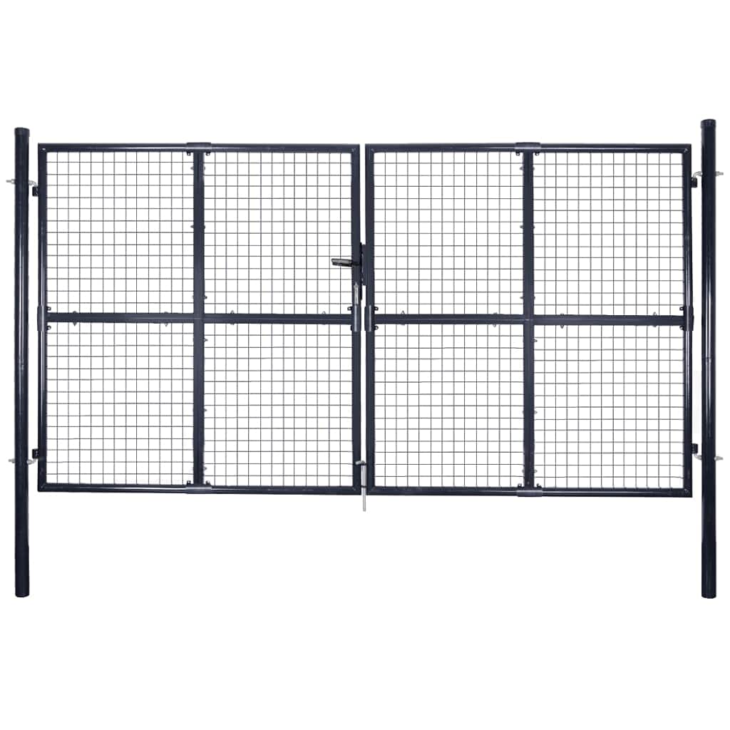 Tidyard Cancello,per Recinzione,da Giardino,in Acciaio Zincato,Grigio Antracite,306x225 cm,Cancello Doppia Anta,Cancello da Giardino,Cancello Metallo,Cancello Acciaio,Cancello per Esterno