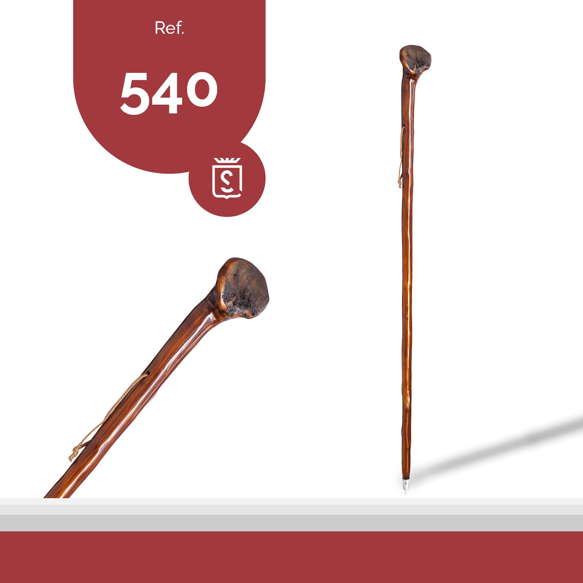 Pielgrzym bursztyn do wędrówek w górach, ciemnobrązowe drewno, wysokość 140 cm (540), szlak do Santiago, rękodzieło