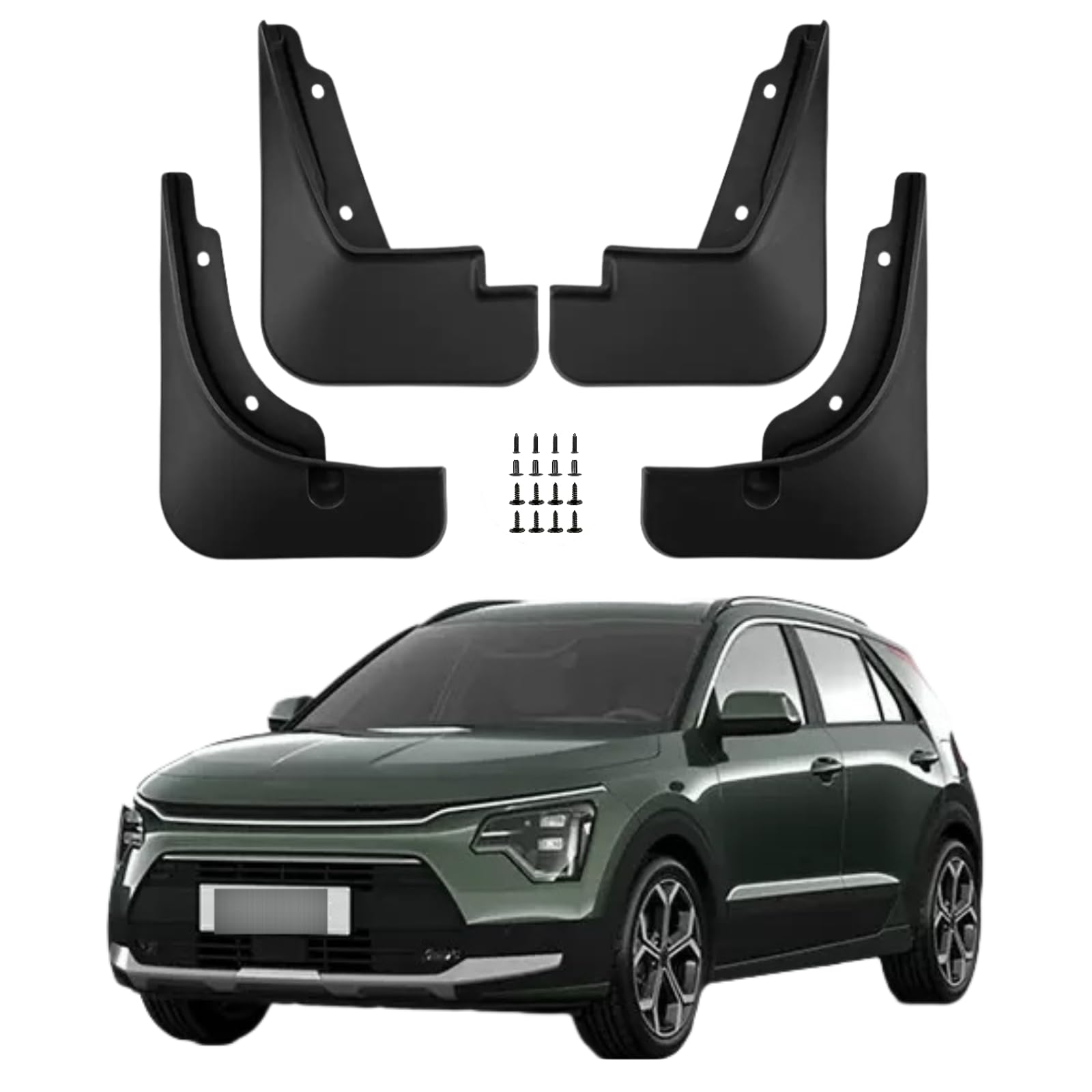 No Drill Mud Flaps Splash Guards Compatible with Kia NIRO 2023-2026，OEM Style Textured Black Custom Fit All Weather Exterior Accessories(4PCS)