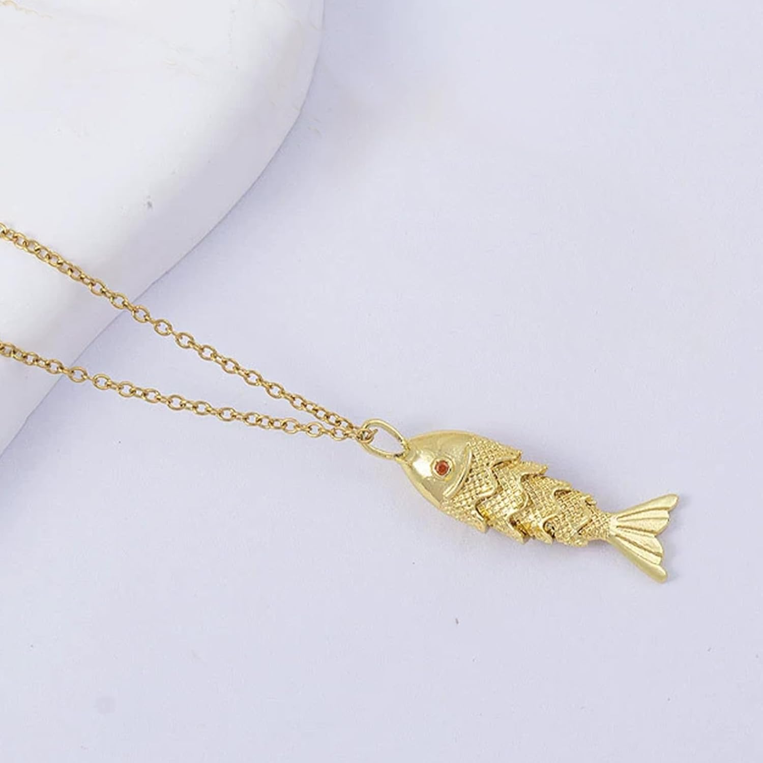 Fish Necklace for Women Beaded Fish Necklace Beach Charm Necklaces Gold Fish Drop Necklaces for Women Dainty Beach Jewelry - Image 5