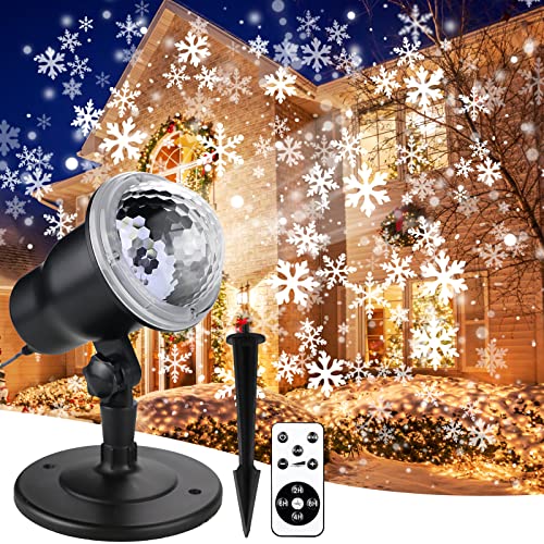 Christmas Snowflake Projector Lights, Led Snowfall Show Outdoor, Christmas Decorations, IP65 Waterproof, Ideal for Xmas Holiday Party Wedding Garden Patio