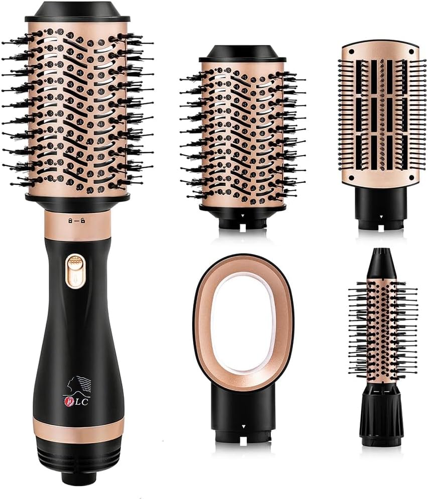Generic All-in-1 Hot Air Brush Styler, 1200W Hair Dryer with Straight, Curly & Oval Styling Brushes, Advanced Heat Technology, Black