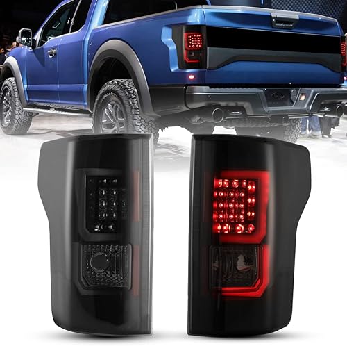 Nixon Offroad Luces traseras LED para Ford F-150 2015-2017, lente ahumada de carcasa negra, señal de giro LED, luz de funcionamientoluz de freno