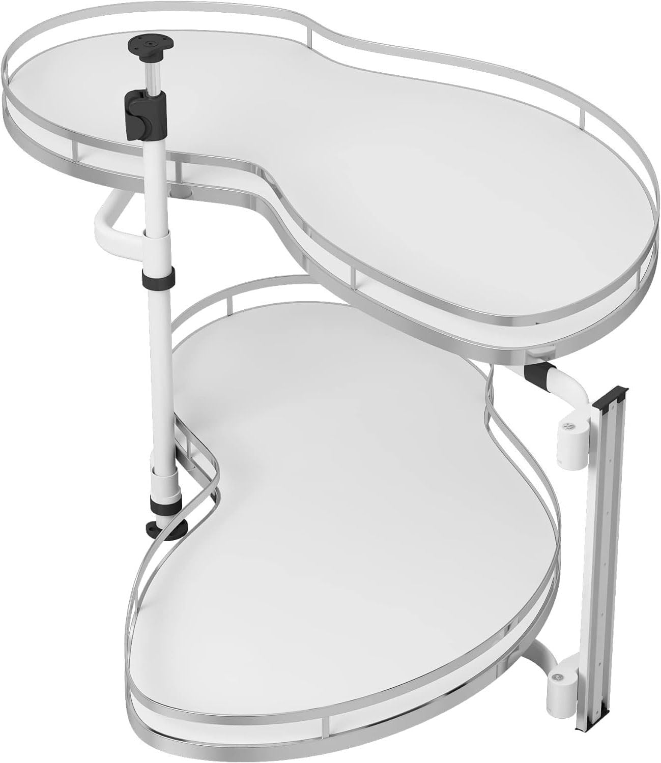 Organizer angolare a doppio ripiano girevole estraibile per armadi da cucina da 800 mm e 1000 mm, soluzione salvaspazio con facile accesso, ideale per unità angolari cieche